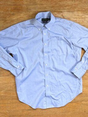 Vintage Mens Ralph Lauren Shirt Size 15.5 32/33 (Medium) Y2K Blue Oxford  Classi